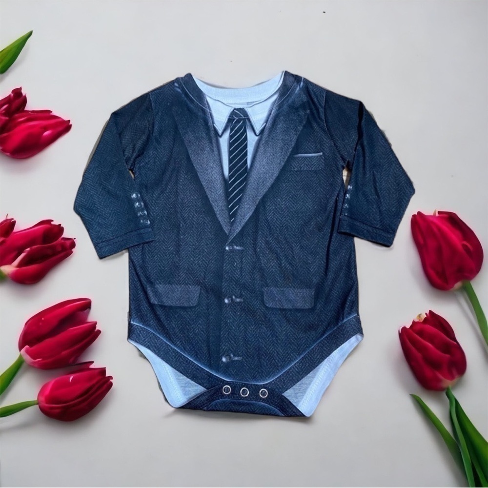 Spirit Halloween 6 Months Tuxedo Onesie Bodysuit Long Sleeve Black Suit